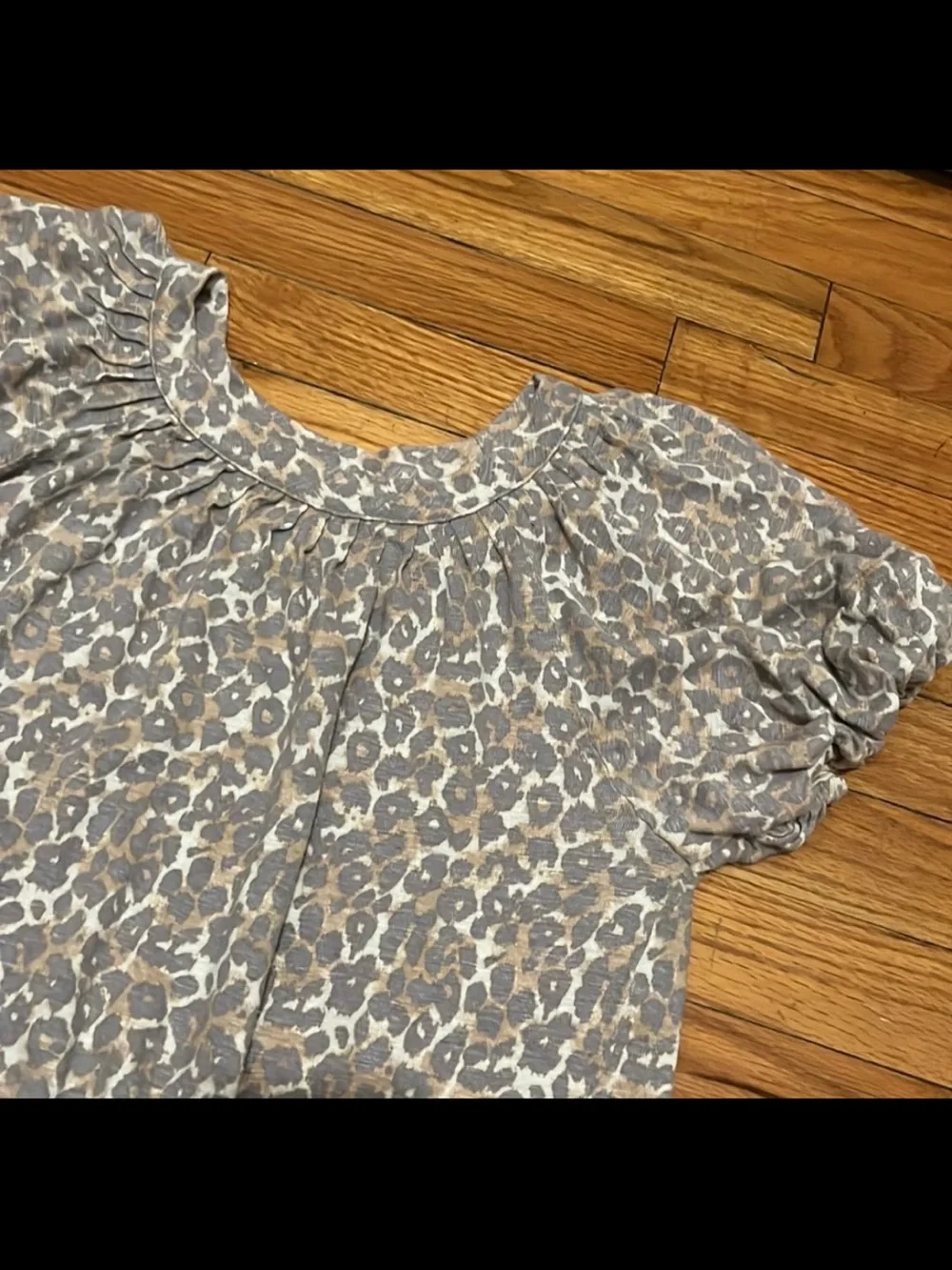 Anthropologie Maeve Linen Leopard Top Puff Sleeve